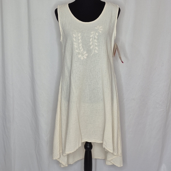 Manta del Lago Sleeveless Preshrunk Mexican Gauze Embroidered Dress - Size M - Picture 2 of 12